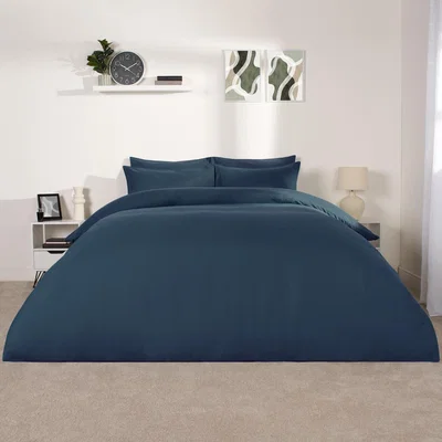 The Range Plain Dyed Duvet Cover Set - Denim Blue / Single