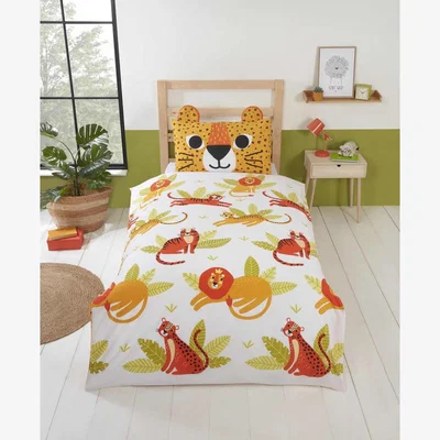 The Range Wild Cats Childrens Duvet Cover Set - Orange / Single