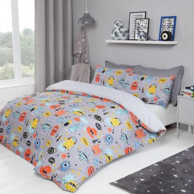The Range Dreamscene Monster Print Kids Duvet Cover Bedding Set - Grey / Single