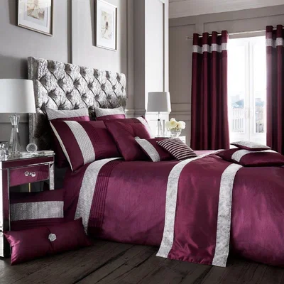 The Range Luxury Onyx Duvet Cover and Pillowcase Set  - Aubergine / Single