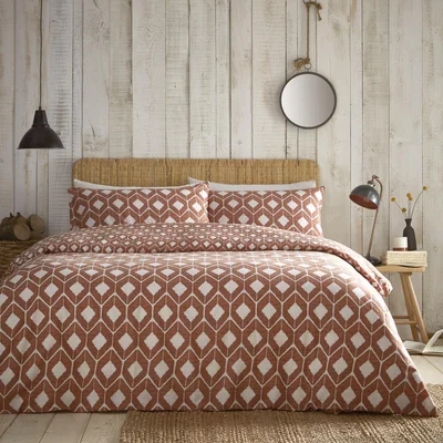 The Range Chevron Terracotta Duvet Set - Orange / Single
