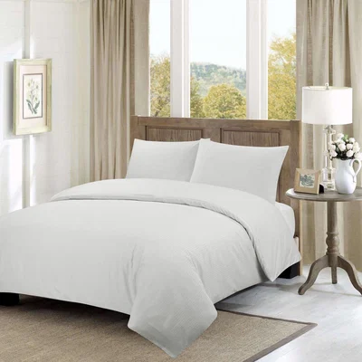 The Range Vantona Seersucker Duvet Cover Set - White - White / Single
