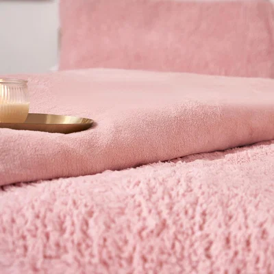 The Range Brentfords Sherpa Fleece Reverse Duvet Cover Bedding Set - Pink / Single