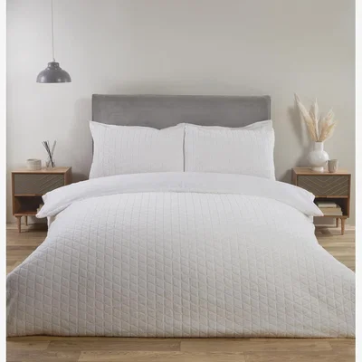 The Range Geo Faux Fur Duvet Cover and Pillowcase Set - White / Single