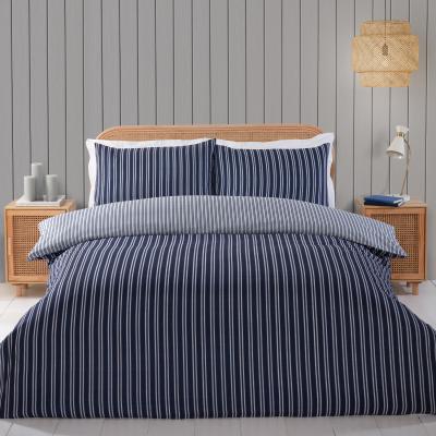 The Range Harbour Stripe Duvet Cover and Pillowcase Set - Navy / Single