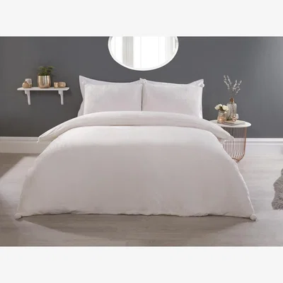 The Range Pom Pom Fleece Duvet Cover and Pillowcase Set - Cream / Single