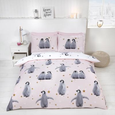 The Range Starry Penguins Reversible Duvet Cover Set - Pink / Single