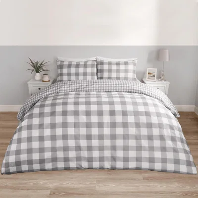 The Range Gingham Duvet Cover Set - Grey / Single