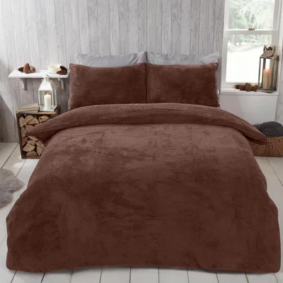 The Range Teddy Duvet Cover with Pillow Case Bedding Set - Chocolate / Single