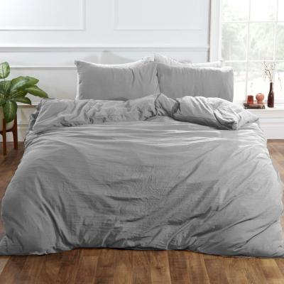 The Range Brentfords Washed Linen Look Duvet Cover Set with Pillowcases - Silver / Single