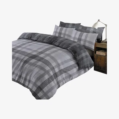 The Range Dreamscene Boston Brushed Cotton Duvet Cover Bedding Set - Grey / Single