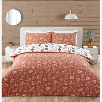 The Range Autumnal Leaves Duvet Cover and Pillowcase Set - Rust / Single