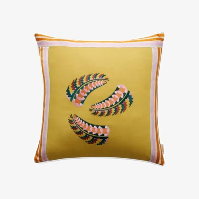 Amara Yellow Stripes Feathers Pillow