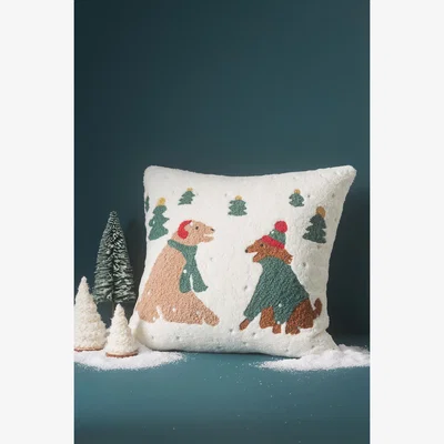 Anthropologie Mila Embroidered Faux-Shearling Pillows
