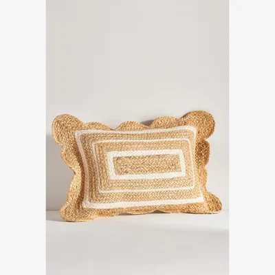 Anthropologie Jute Scallop Pillow