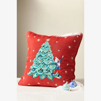 Anthropologie New York City Ballet Cotton Embroidered Pillow