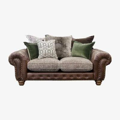 Barker and Stonehouse Melville Small Pillow Back 2 Seater Sofa, 776 Leather | Barker & Stonehouse