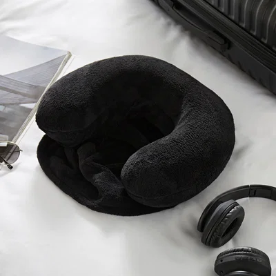 Dunelm Black Hooded Travel Pillow