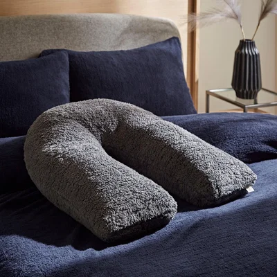 Dunelm Teddy Bear Charcoal V-Shaped Cushion Grey