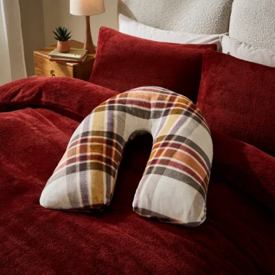 Dunelm Printed Fleece V Shape Global Check Pillow