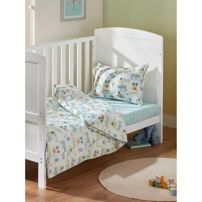 John Lewis John Lewis & Partners Jungle Friends Print Toddler Duvet Cover and Pillowcase Set, Cotbed (120 x 140cm)