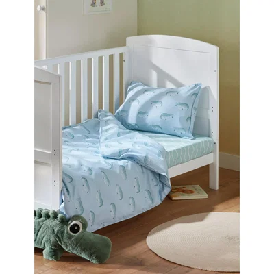 John Lewis John Lewis & Partners Jungle Crocodile Print Toddler Duvet Cover and Pillowcase Set, Cotbed (120 x 140cm)