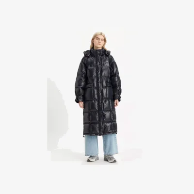 John Lewis Levi's Pillow Bubble Long Padded Coat, Caviar