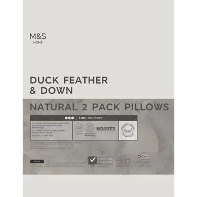 Marks & Spencer M&S 2 Pack Duck Feather & Down Firm Pillows - White, White