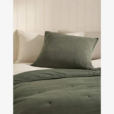 Marks & Spencer M&S Pure Cotton Gauze Pillow Sham Dark Green