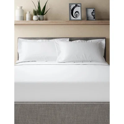 Marks & Spencer M&S Autograph Supima&reg; Cotton 750 Thread Count King Size Pillowcase - White, White,Light Grey