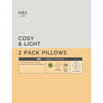 Marks & Spencer M&S 2 Pack Cosy & Light Medium Pillows - White, White