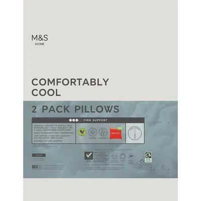 Marks & Spencer M&S 2 Pack Comfortably Cool Firm Pillows - White, White
