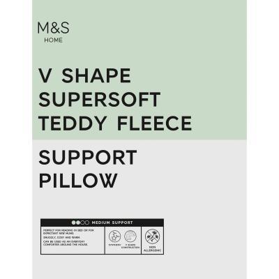 Marks & Spencer M&S Teddy Fleece Medium V-Shaped Pillow - Cream C, Cream C,Grey