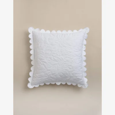 Marks & Spencer M&S Pure Cotton Floral Scalloped Square Pillow Sham White