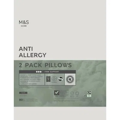 Marks & Spencer M&S 2 Pack Anti Allergy Firm Pillows - White, White