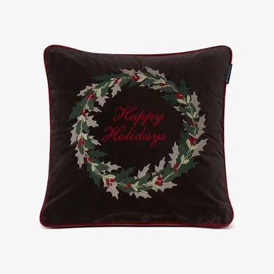 Nordic Nest Lexington Holly Wrath Cotton Velvet cushion cover 50x50 cm Dark grey-green-red