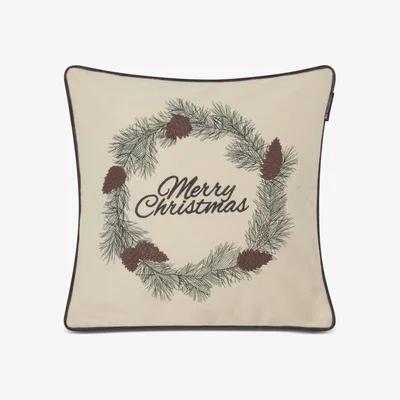 Nordic Nest Lexington Merry Christmas Wool Mix pillowcase 50x50 cm White-green-beige