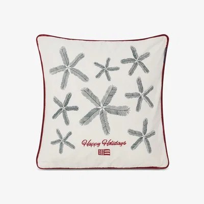 Nordic Nest Lexington Spruce Stars Org Cotton Velvet pillowcase 50x50 cm White-green-red