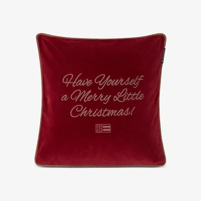Nordic Nest Lexington Merry Little Org Cotton Velvet pillowcase 50x50 cm Red-beige