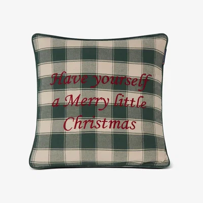 Nordic Nest Lexington Checked Organic Cotton Canvas cushion cover 50x50 cm Merry Little Christmas