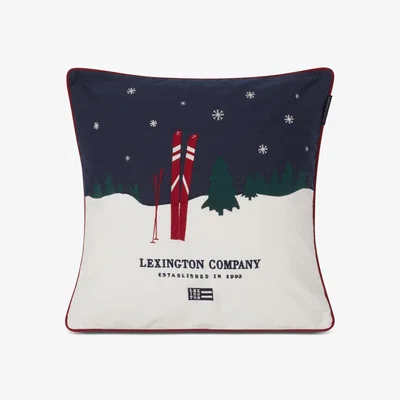 Nordic Nest Lexington Evening Skis Org Cotton Twill pillowcase 50x50 cm Dark blue-white multi