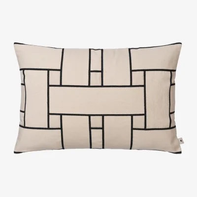 Nordic Nest Ferm Living Lattice Offset cushion cover Off-white-black 40x60 cm