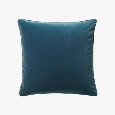 OKA Plain Velvet Cushion Cover, Large - Atlantic Blue
