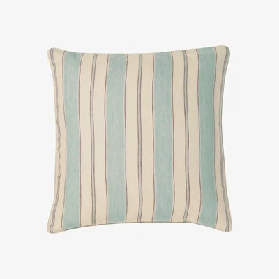 OKA Stringa Stripe Linen Cushion Cover, Large - Pale Blue