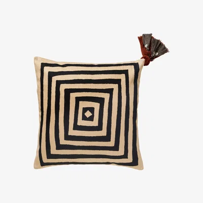 OKA Mesmer Cushion Cover, Large - Black/Cream