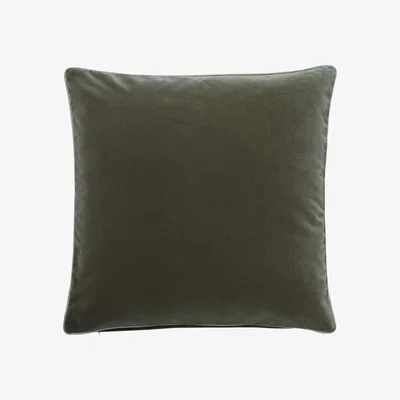 OKA Plain Velvet Cushion Cover, Large - Grey Green