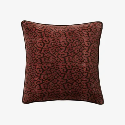 OKA Leopard Print Cushion Cover -Blood Orange/Mocha