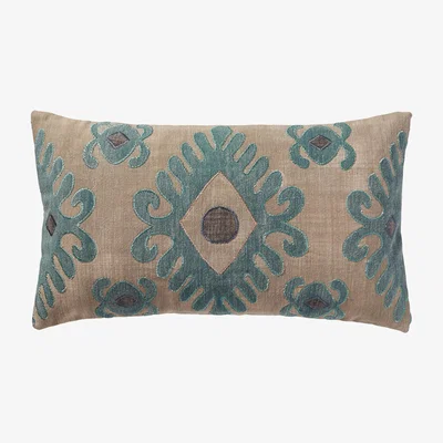 OKA Cornaro Cushion Cover Only (60x35cm) - Natural/Teal
