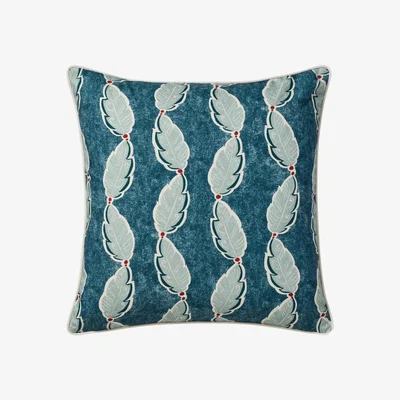 OKA Fractal Leaf Cushion Cover Only (51cmSq) - Ocean Blue