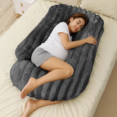 The Range Plush Supersoft Jumbo Cord Ribbed Body Maternity Pillow - Charcoal